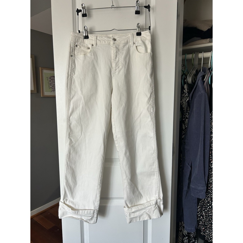 OAT New York Wide Leg Cropped Cuffed Jeans White Size 6 /28